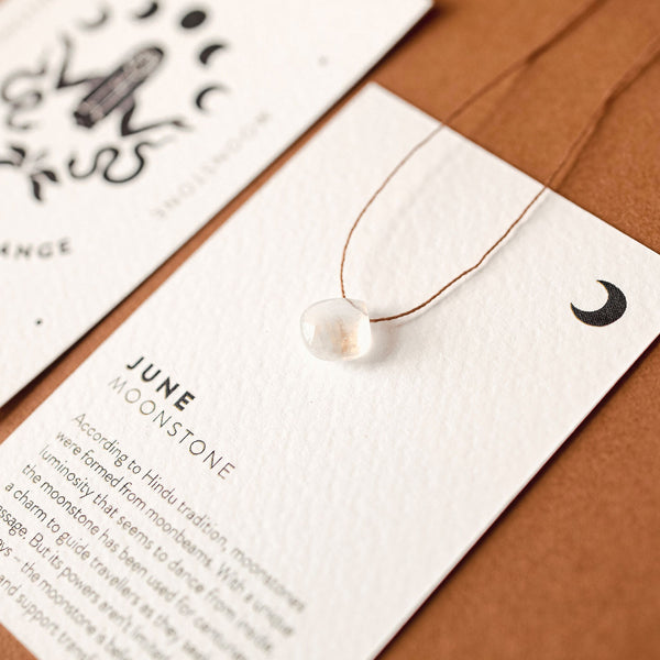 June Fine Cord Birthstone Necklace, Moonstone - Wanderlust Life