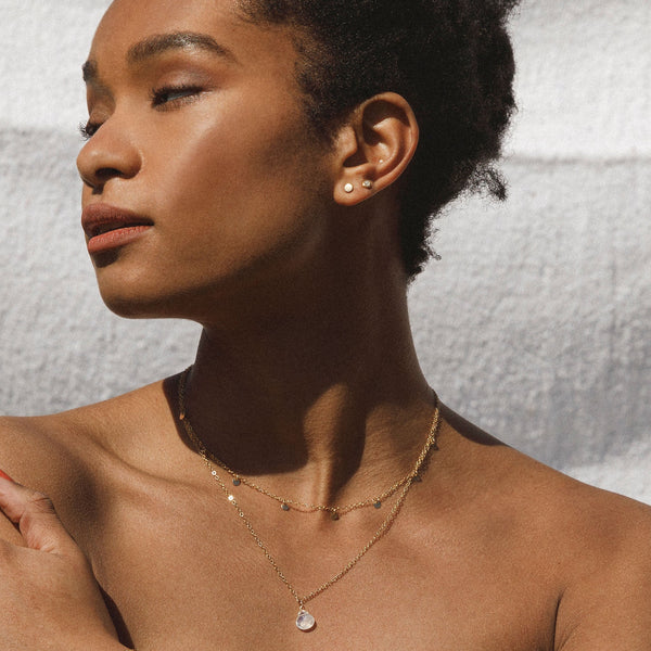 June Rainbow Moonstone Birthstone Stud Earrings - Wanderlust Life