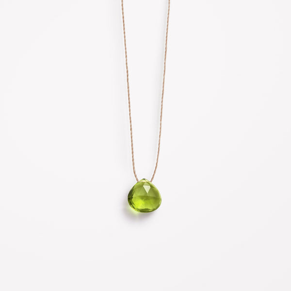 August Fine Cord Birthstone Necklace, Green Peridot - Wanderlust Life
