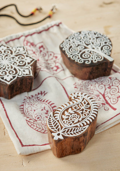 Floral Printing Blocks In Bag - Namaste