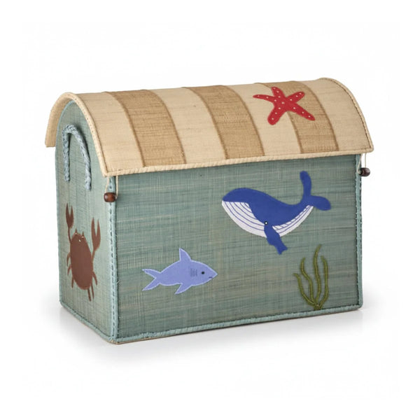 Medium Natural Ocean Theme Raffia Play & Toy Storage Basket - Rice DK