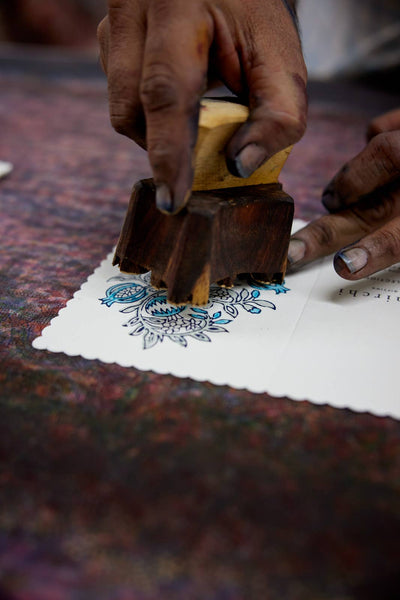 Anaar Turquoise Block Printed Greeting Card - Paper Mirchi