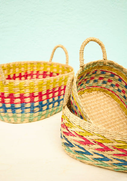 Large Rainbow Seagrass Basket with Handles - Namaste