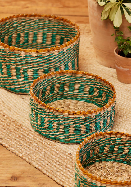 Large Stripe Seagrass Basket