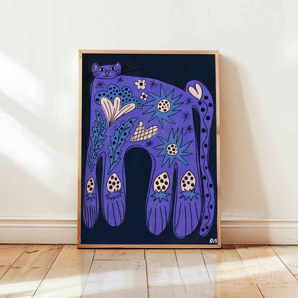 Evening Cat A3 Print - Rebecca Joy Ltd