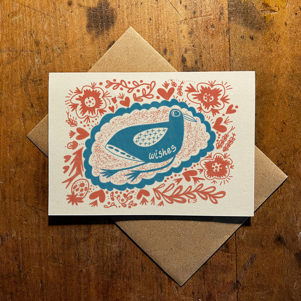 Wishes Bird A6 Greeting Card - Rebecca Joy Ltd