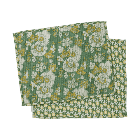 Vishnu Green Floral Table Mats - Bonheur du Jour