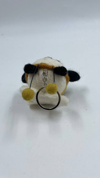 Handmade Cute Felt Bear with Honey Bee Outfit Keyring - Funky Yak Ltd