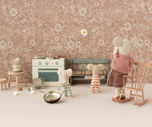 Cooking Set in a play setting with mice toys and furniture - Maileg