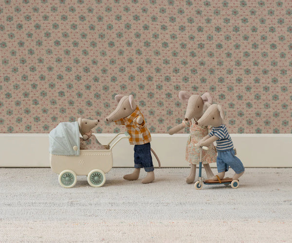 Mint Pram with Baby Mouse - Maileg
