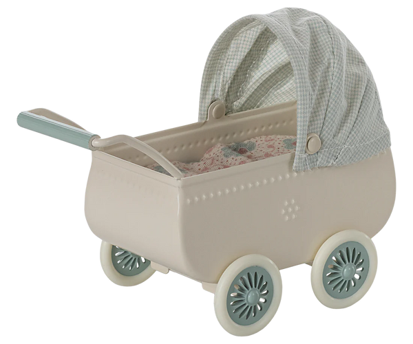 Mint Pram with Baby Mouse - Maileg