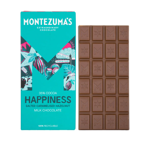 Happiness Milk Chocolate with Salted Caramelised Hazelnuts Bar - Montezuma's Chocolate