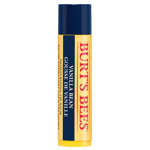 Burt's Bees Vanilla Bean lip balm on a white background