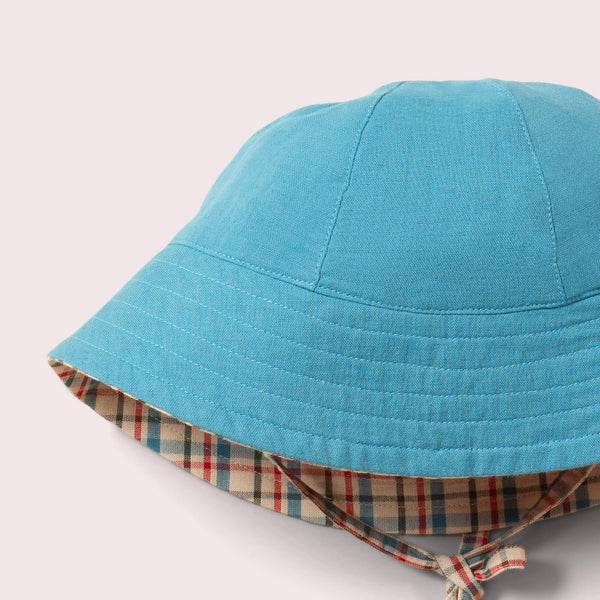 Checked Seersucker Reversible Sunhat - 5-8 Years - Little Green Radicals
