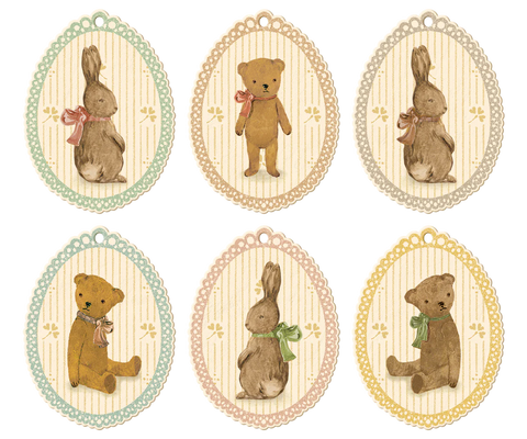 Bunnies & Teddies Gift Tags, 12 Pieces - Maileg