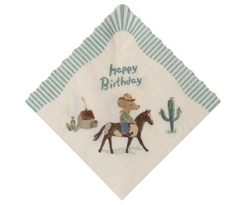 Cowboy Happy Birthday Napkin - Maileg
