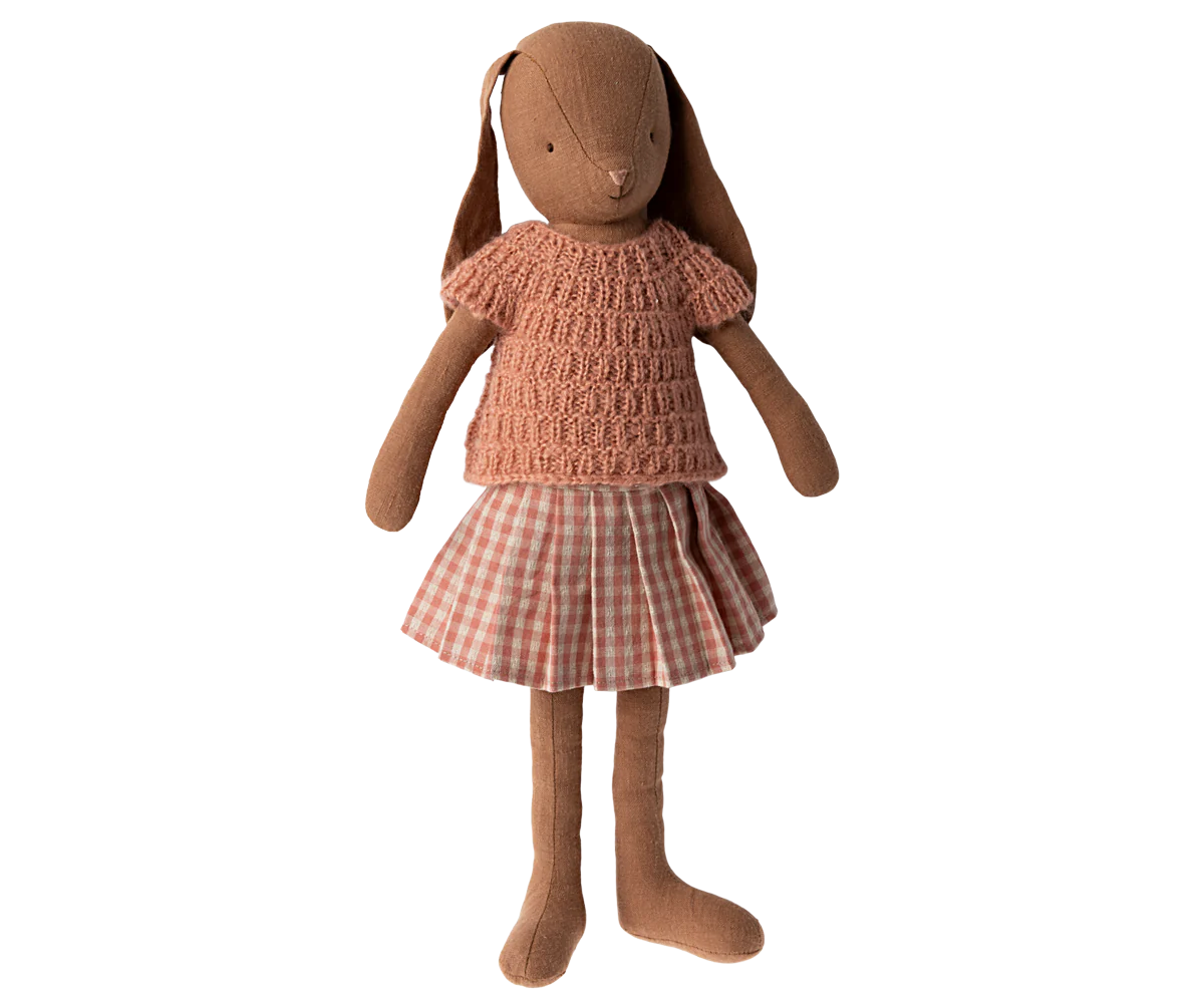 Chocolate Brown Bunny Size 3, Knitted Shirt & Skirt - Maileg