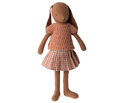 Chocolate Brown Bunny Size 3, Knitted Shirt & Skirt - Maileg