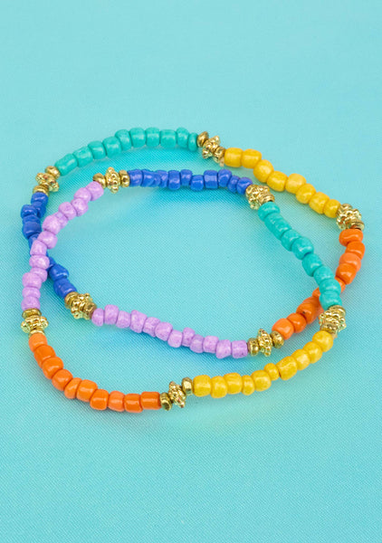 Set Of 4 Multicolour Beaded Bracelets - Namaste