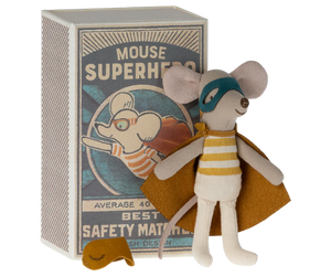 Super Hero Mouse,  Little Brother in Matchbox - Maileg