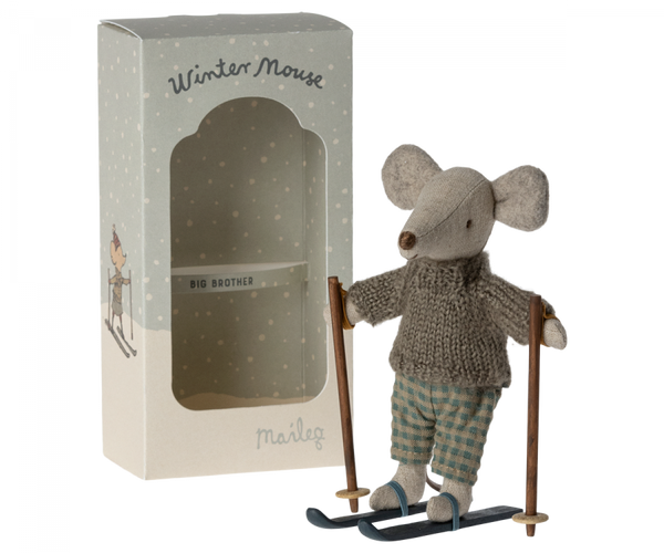 Winter Mouse with Ski Set, Big Brother - Maileg