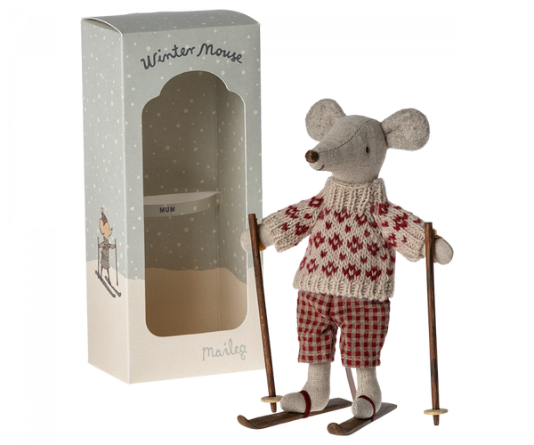 Mum Winter Mouse with Ski Set - Maileg