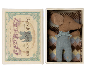 Blue Sleepy Wakey Baby Mouse in Matchbox - Maileg