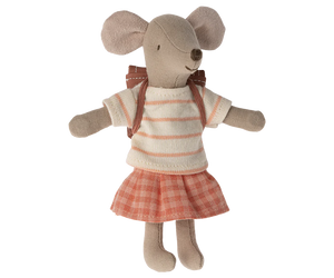 Coral Tricycle Mouse, Big Sister with Bag - Maileg