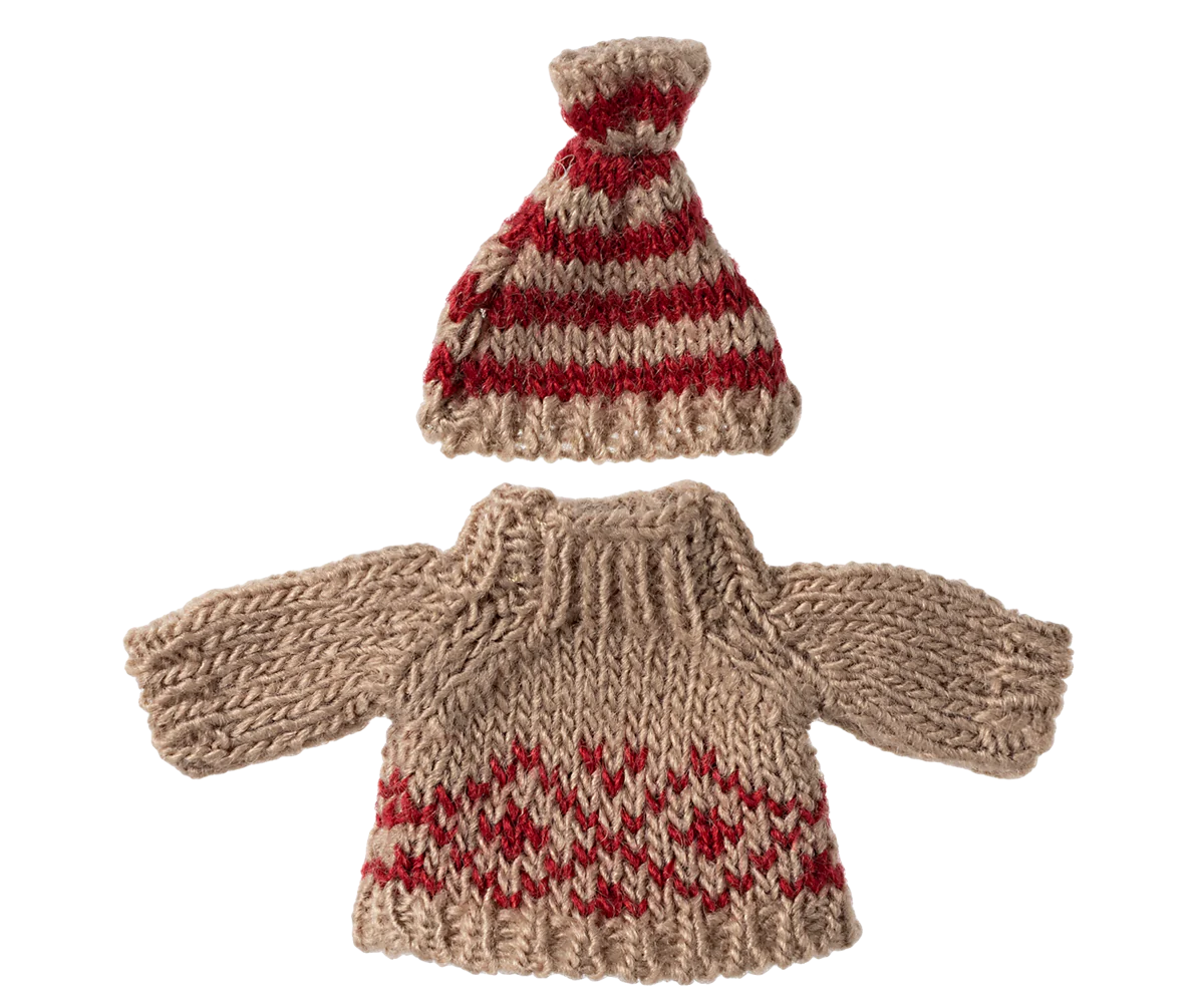 Mum, Knitted Sweater and Hat for Mouse - Maileg