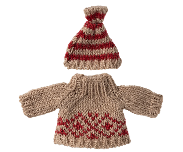 Mum, Knitted Sweater and Hat for Mouse - Maileg