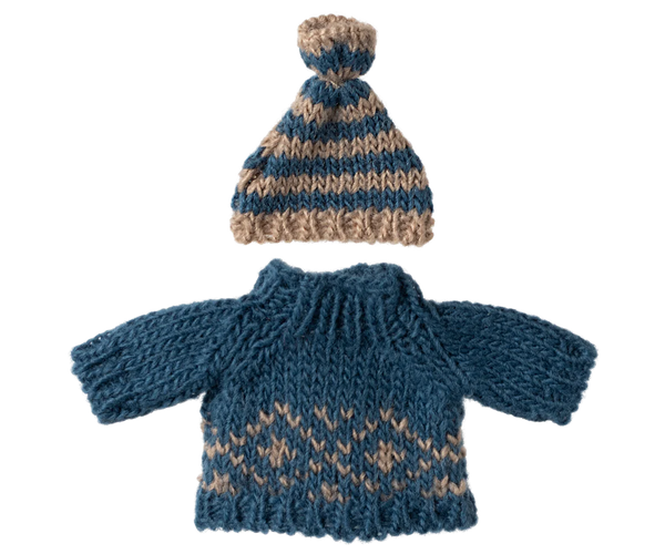 Dad, Knitted Sweater and Hat for Mouse - Maileg