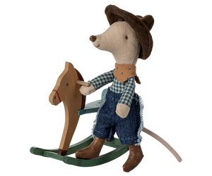 Little Brother Cowboy Mouse on Rocking Horse, Mouse - Maileg