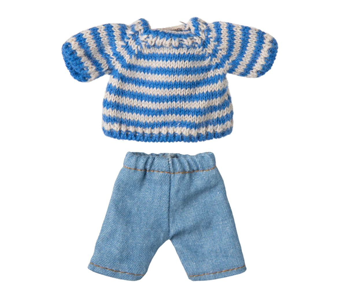 Big Brother, Knitted Sweater and Pants for Mouse - Maileg