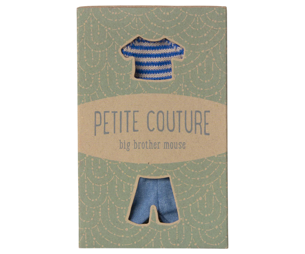 Big Brother, Knitted Sweater and Pants for Mouse - Maileg