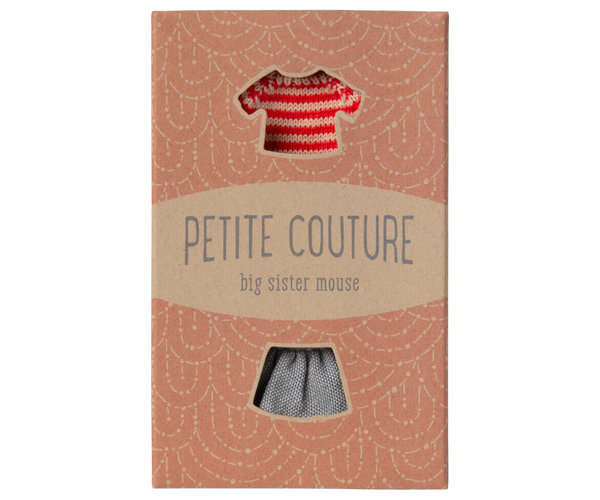 Big Sister, Knitted Sweater and Skirt for Mouse - Maileg