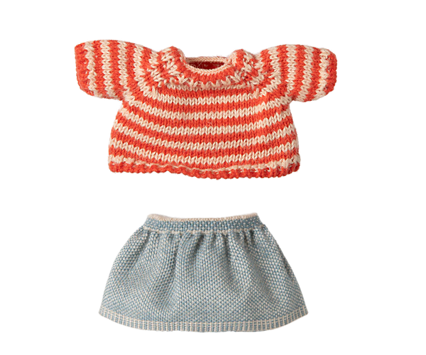 Big Sister, Knitted Sweater and Skirt for Mouse - Maileg