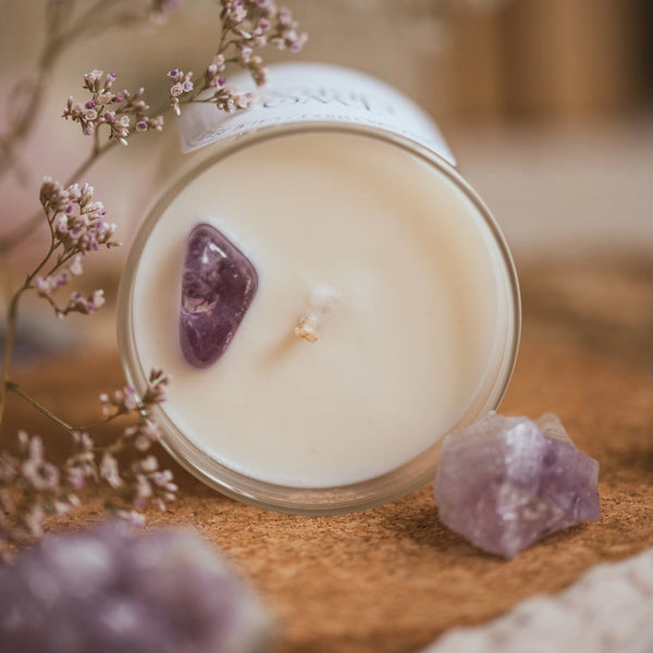 Amethyst Crystal Intention Candle - Two Libras