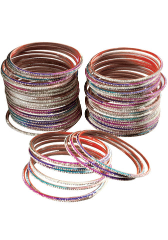 Set of colorful bangles on a white background
