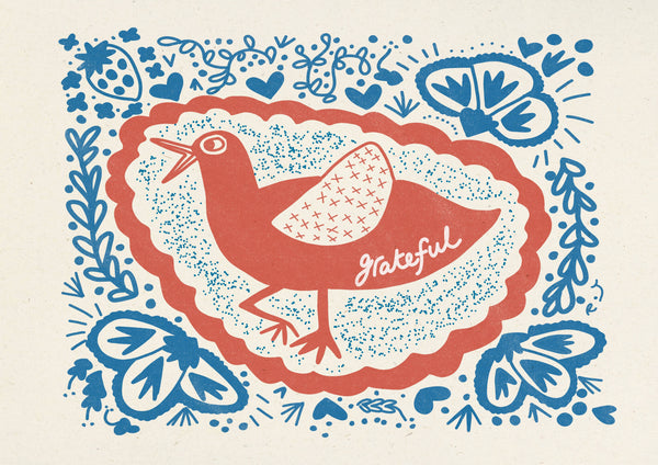 Grateful Bird A6 Greeting Card - Rebecca Joy Ltd