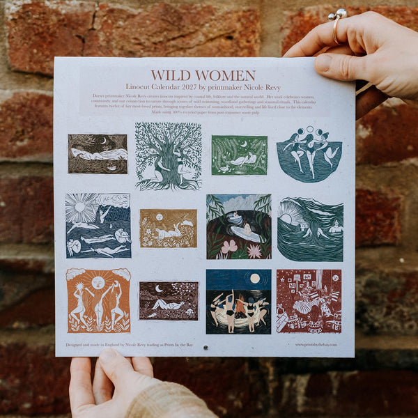 Wild Women Linocut 2027 Wall Calendar - Prints by the Bay