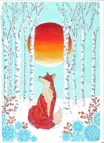 Fox in a Snowy Wood A4 Print - All Beautiful Things