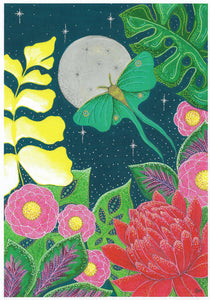 Luna Moth and the Moon A4 Print - All Beautiful Things