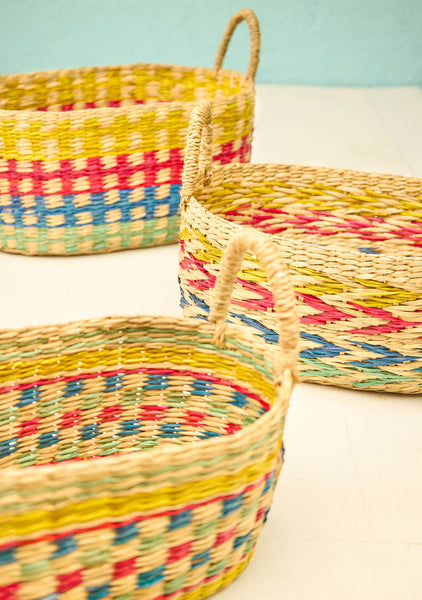 Large Rainbow Seagrass Basket with Handles - Namaste