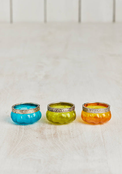 Pumpkin Glass & Iron Border Tealight - Namaste