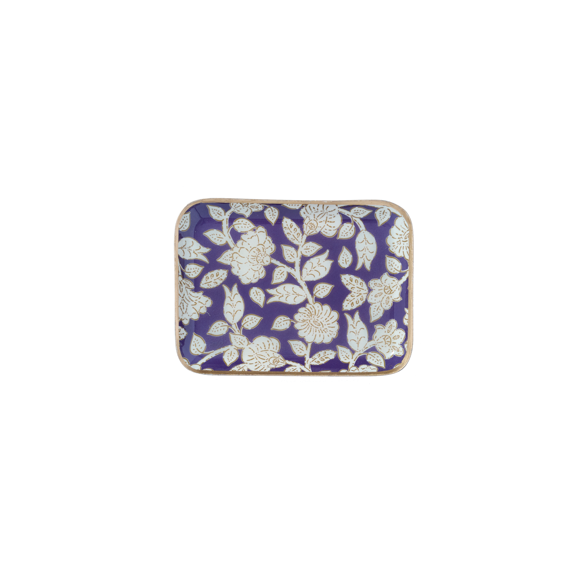 Tiny Violet Jaya Bohemian Chic Tray With Enamelled Metal Flowers - Bonheur du Jour