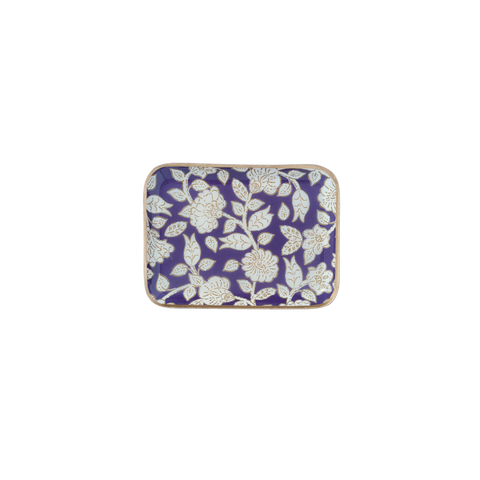 Tiny Violet Jaya Bohemian Chic Tray With Enamelled Metal Flowers - Bonheur du Jour