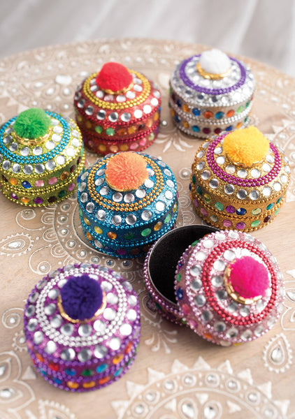 Glitter and Pom Pom Trinket Box - Namaste