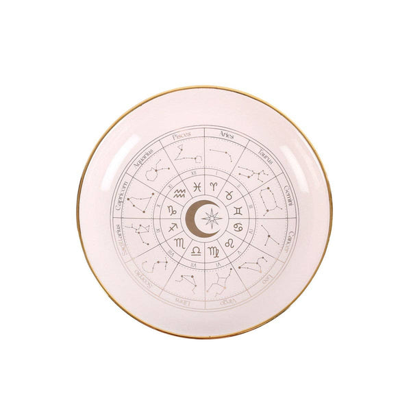 Decorative dish with zodiac symbols on a white background