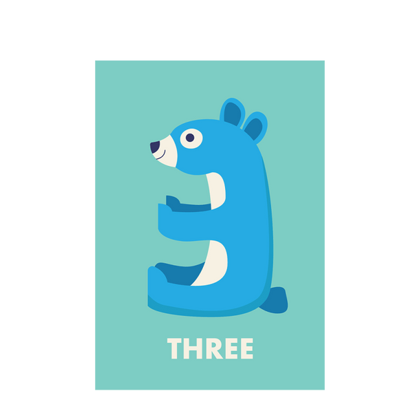 Bear 'Three' Birthday Card - Rex London