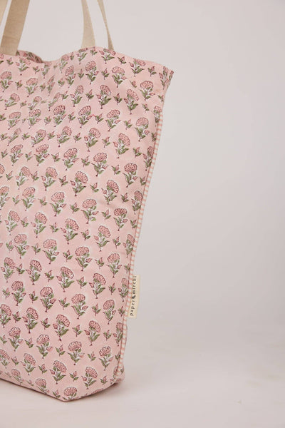 Ditsy Floral Blush Organic Cotton Tote Bag - Paper Mirchi